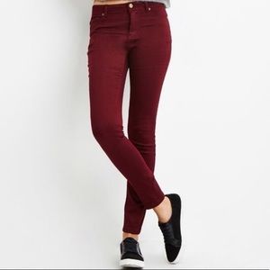 Forever 21 maroon skinny jeans